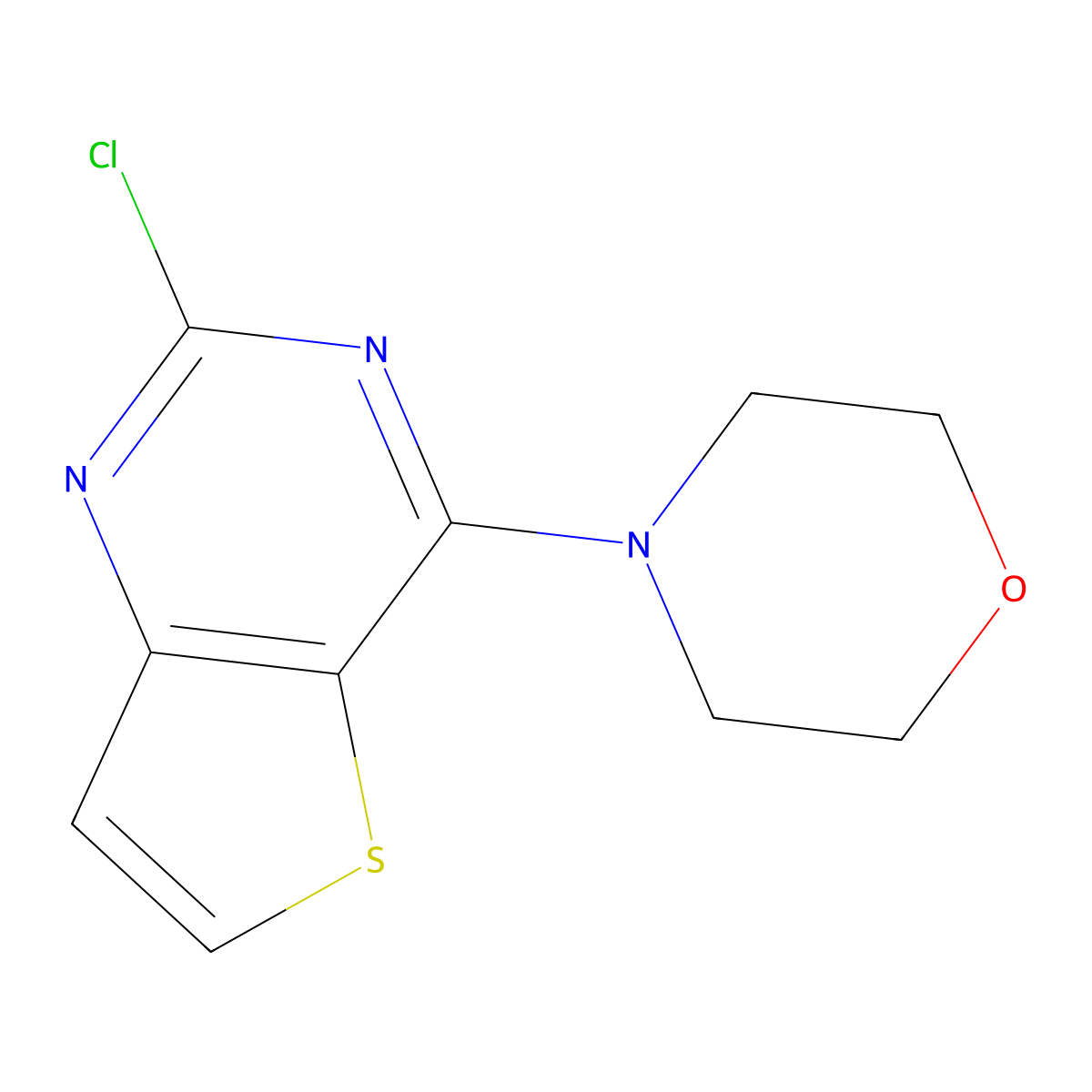 2-Chloro-4-(morpholin-4-yl)thieno(3,2-d)pyrimidine molecular structure, CAS 16234-15-4