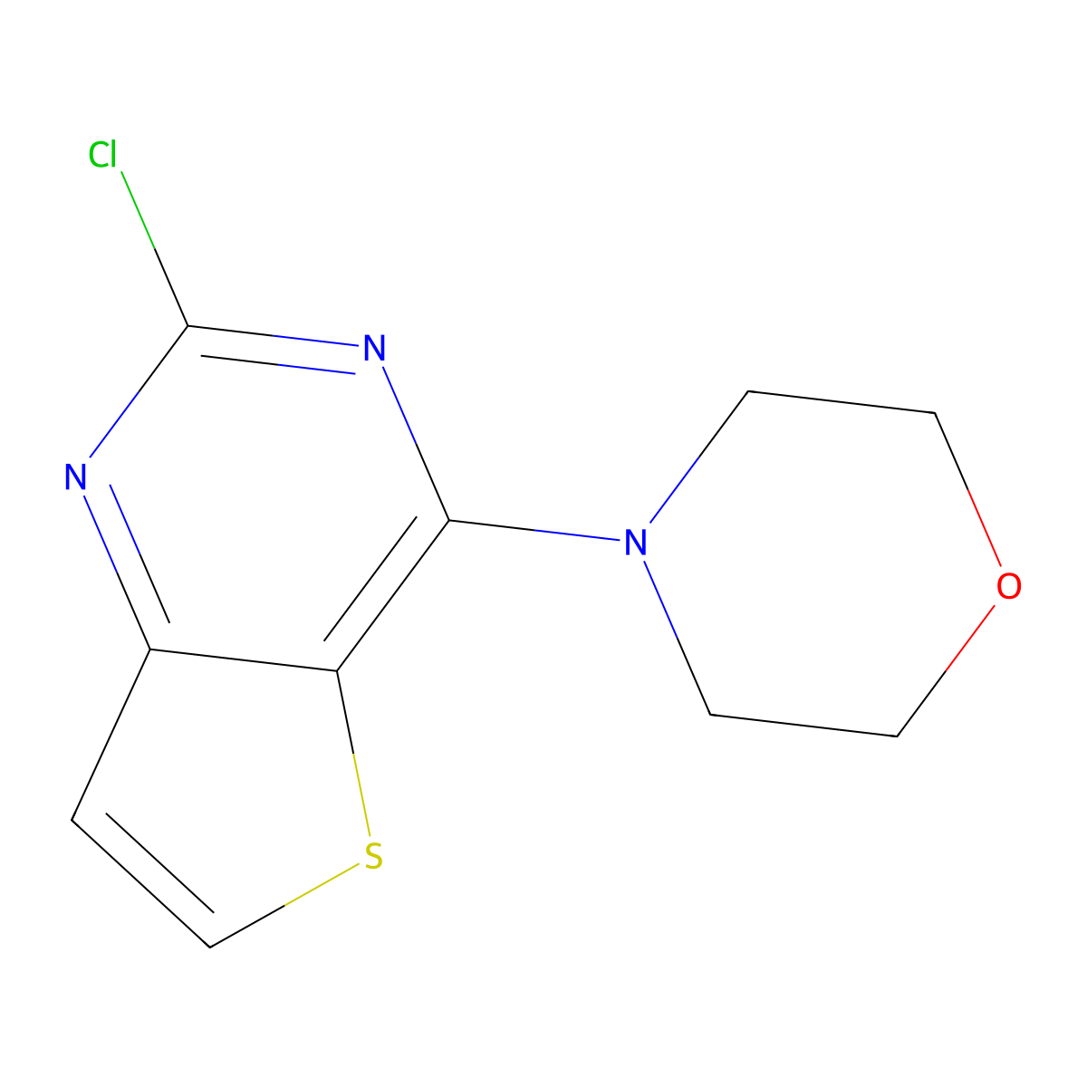 2-Chloro-4-(morpholin-4-yl)thieno(3,2-d)pyrimidine molecular structure, CAS 16234-15-4