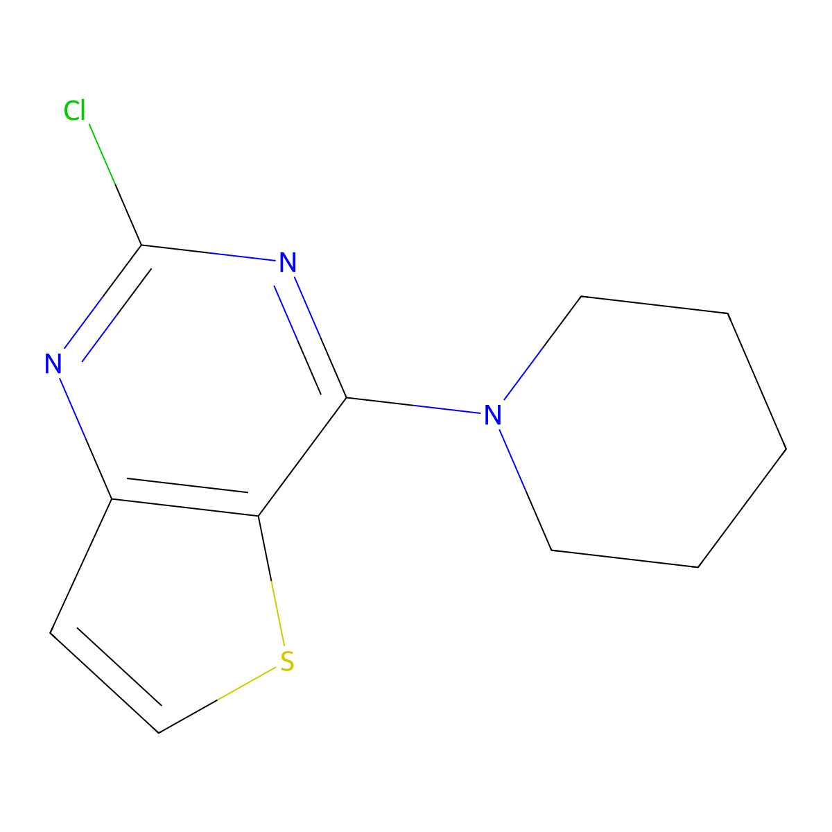 2-Chloro-4-piperidin-1-ylthieno[3,2-d]pyrimidine molecular structure, CAS 16234-17-6