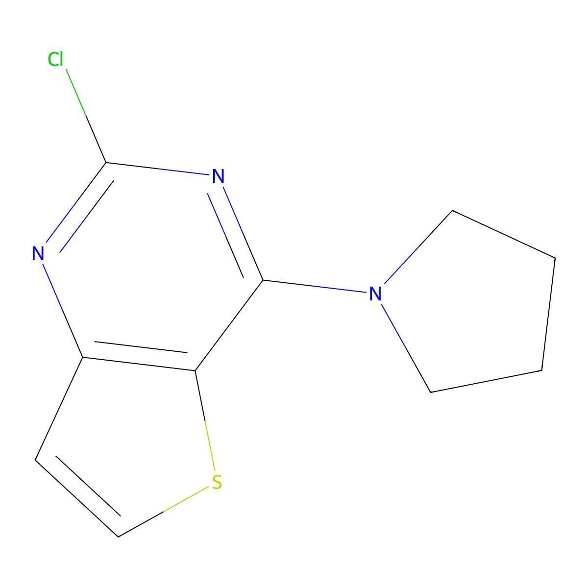 2-Chloro-4-(pyrrolidin-1-yl)thieno[3,2-d]pyrimidine molecular structure, CAS 16234-18-7