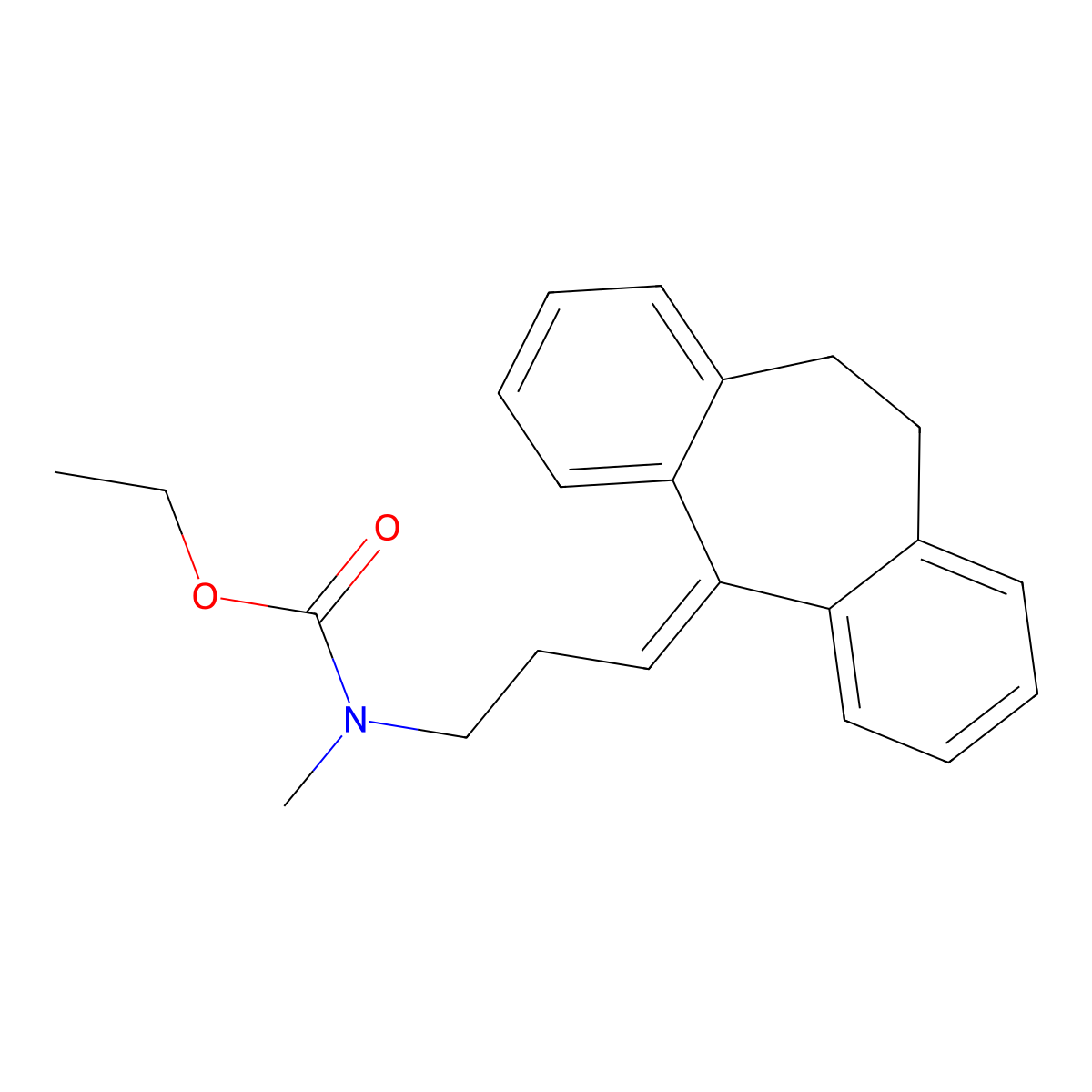 Nortriptyline ethyl carbamate molecular structure, CAS 16234-88-1