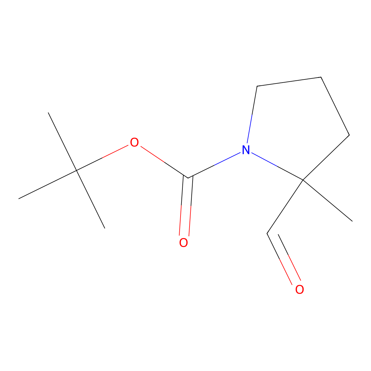 tert-butyl (2R)-2-formyl-2-methylpyrrolidine-1-carboxylate molecular structure, CAS 1623409-38-0