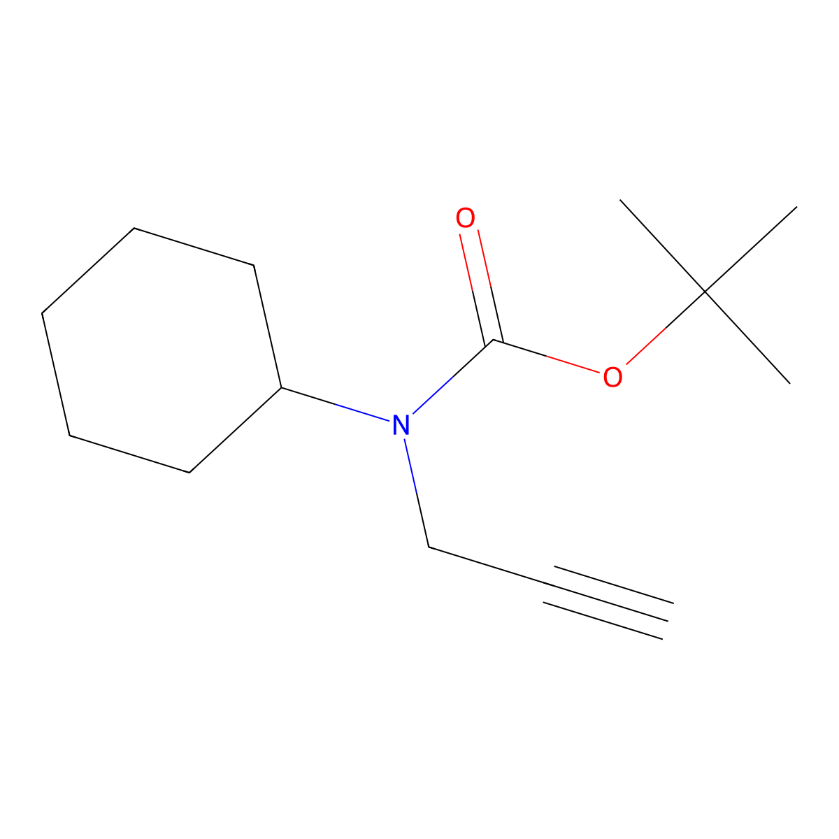 tert-butyl N-cyclohexyl-N-(prop-2-yn-1-yl)carbamate molecular structure, CAS 1623428-40-9