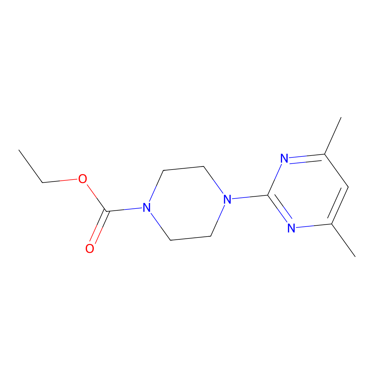 Ethyl 4-(4,6-dimethylpyrimidin-2-yl)piperazine-1-carboxylate molecular structure, CAS 1623454-31-8
