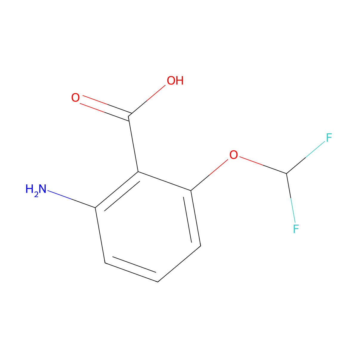 2-Amino-6-difluoromethoxy-benzoic acid molecular structure, CAS 1623461-05-1