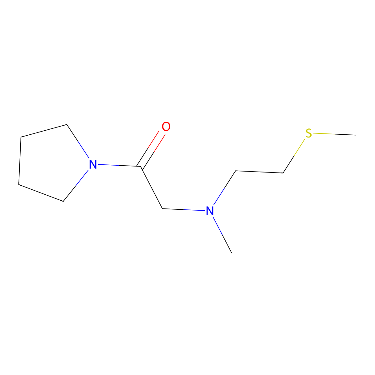 2-(Methyl(2-(methylsulfanyl)ethyl)amino)-1-(pyrrolidin-1-yl)ethan-1-one molecular structure, CAS 1623549-71-2
