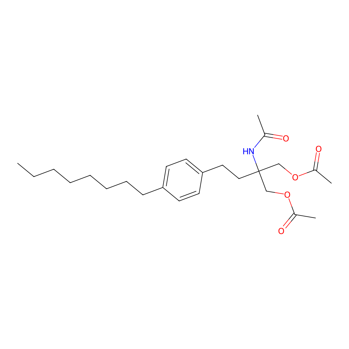 N-[1,1-Bis[(acetyloxy)methyl]-3-(4-octylphenyl)propyl]acetamide molecular structure, CAS 162358-09-0
