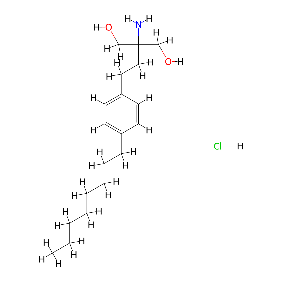 Fingolimod Hydrochloride molecular structure, CAS 162359-56-0