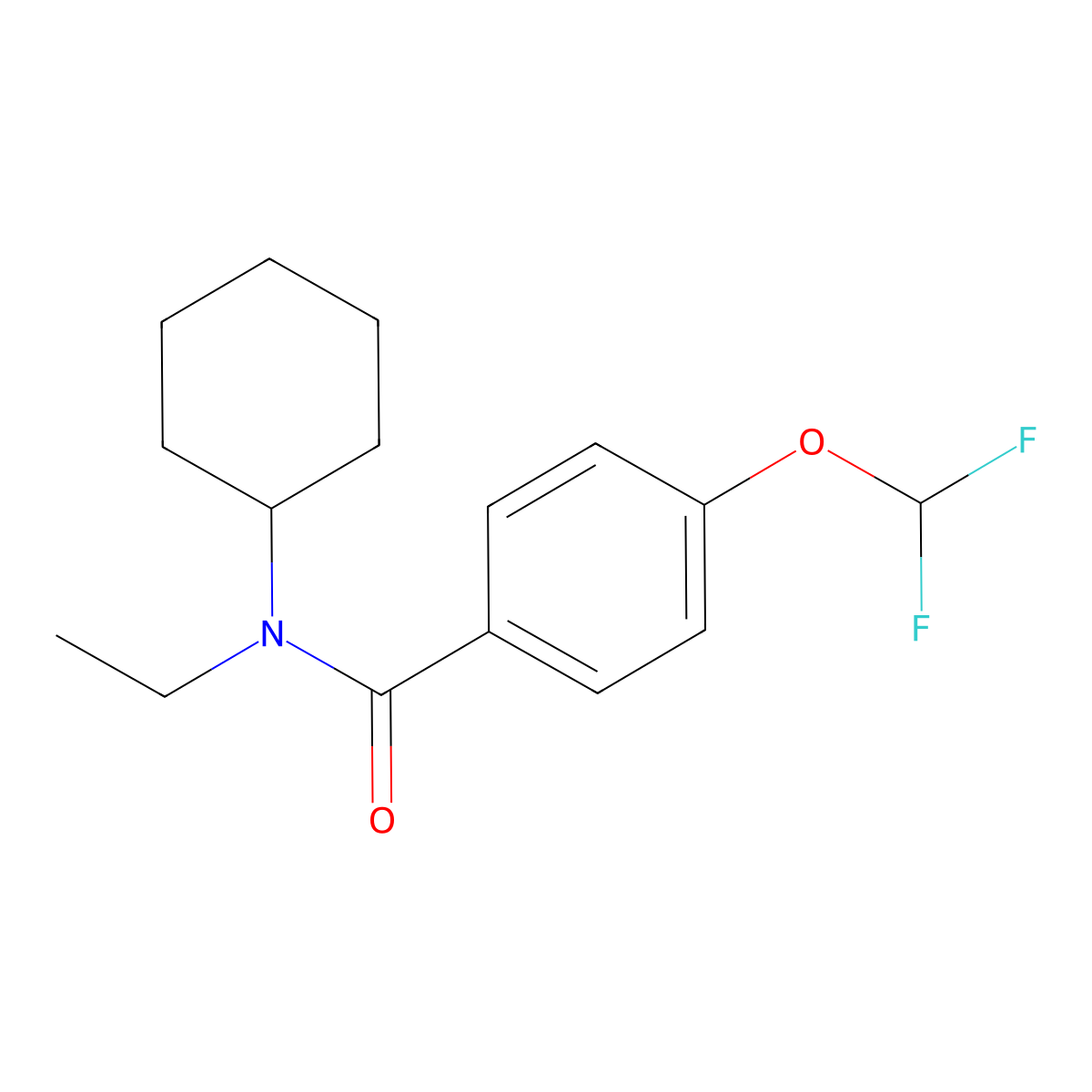 N-Cyclohexyl-4-(difluoromethoxy)-N-ethylbenzamide molecular structure, CAS 1623685-29-9