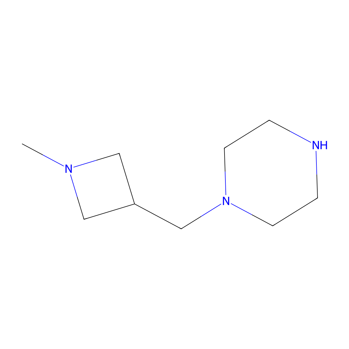 1-[(1-Methylazetidin-3-yl)methyl]piperazine molecular structure, CAS 1623729-33-8