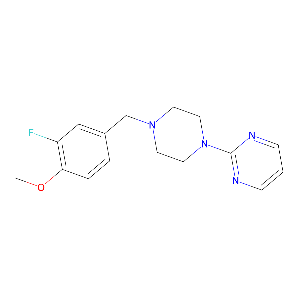 2-{4-[(3-Fluoro-4-methoxyphenyl)methyl]piperazin-1-yl}pyrimidine molecular structure, CAS 1623751-68-7