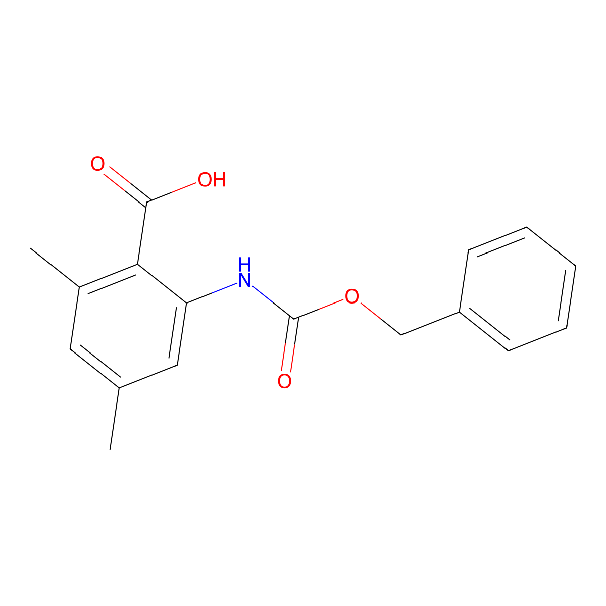 2-{[(Benzyloxy)carbonyl]amino}-4,6-dimethylbenzoic acid molecular structure, CAS 1623763-39-2