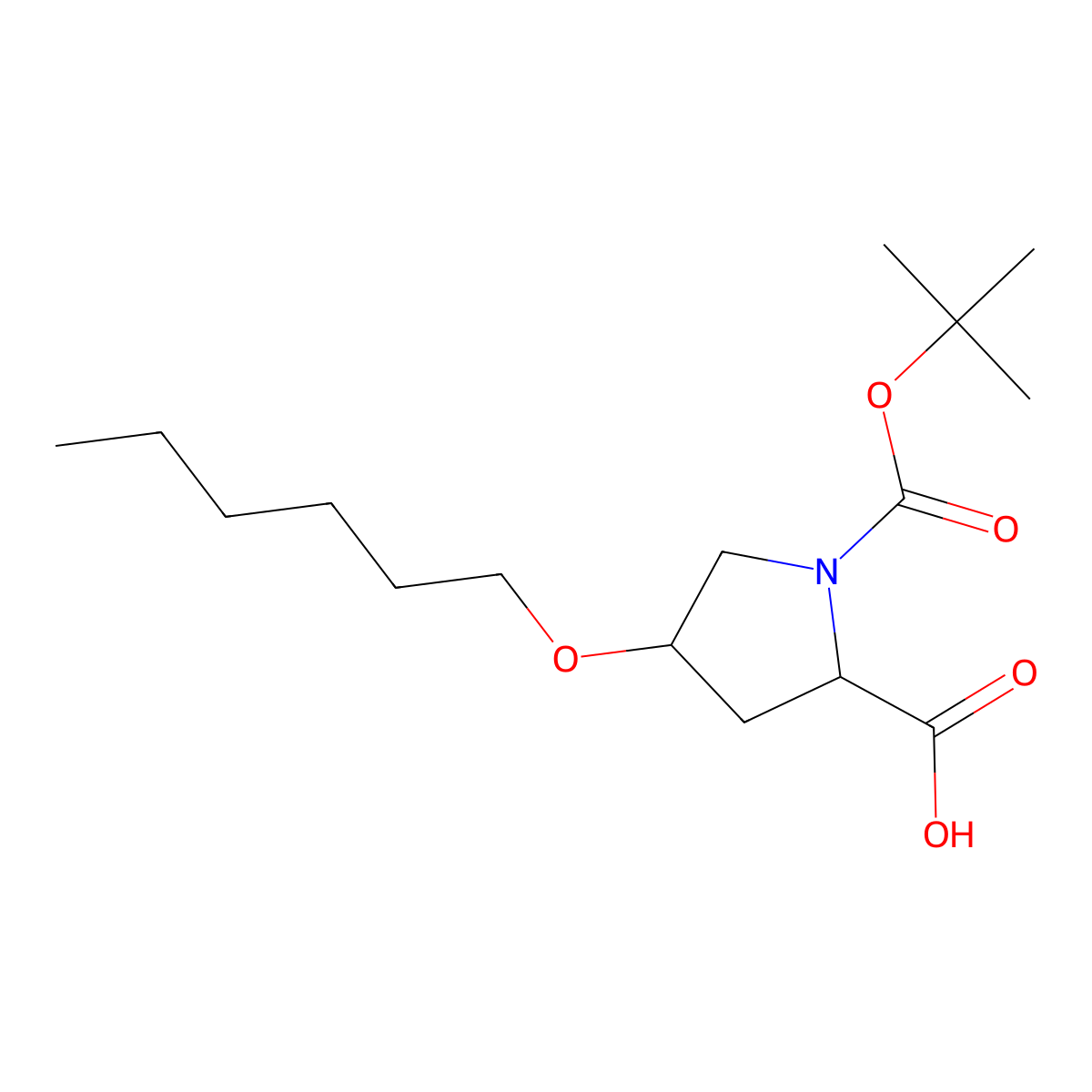 (4R)-1-Boc-4-hexyloxy-D-proline molecular structure, CAS 1623763-56-3