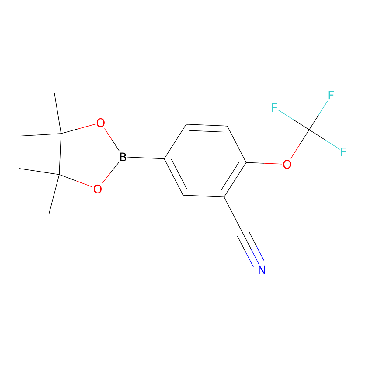 5-(4,4,5,5-Tetramethyl-1,3,2-dioxaborolan-2-yl)-2-(trifluoromethoxy)benzonitrile molecular structure, CAS 1623766-70-0