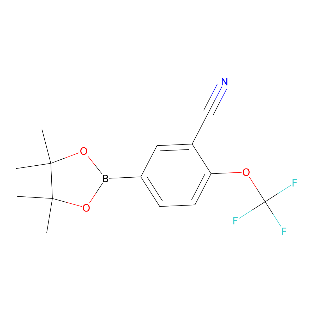5-(4,4,5,5-Tetramethyl-1,3,2-dioxaborolan-2-yl)-2-(trifluoromethoxy)benzonitrile molecular structure, CAS 1623766-70-0