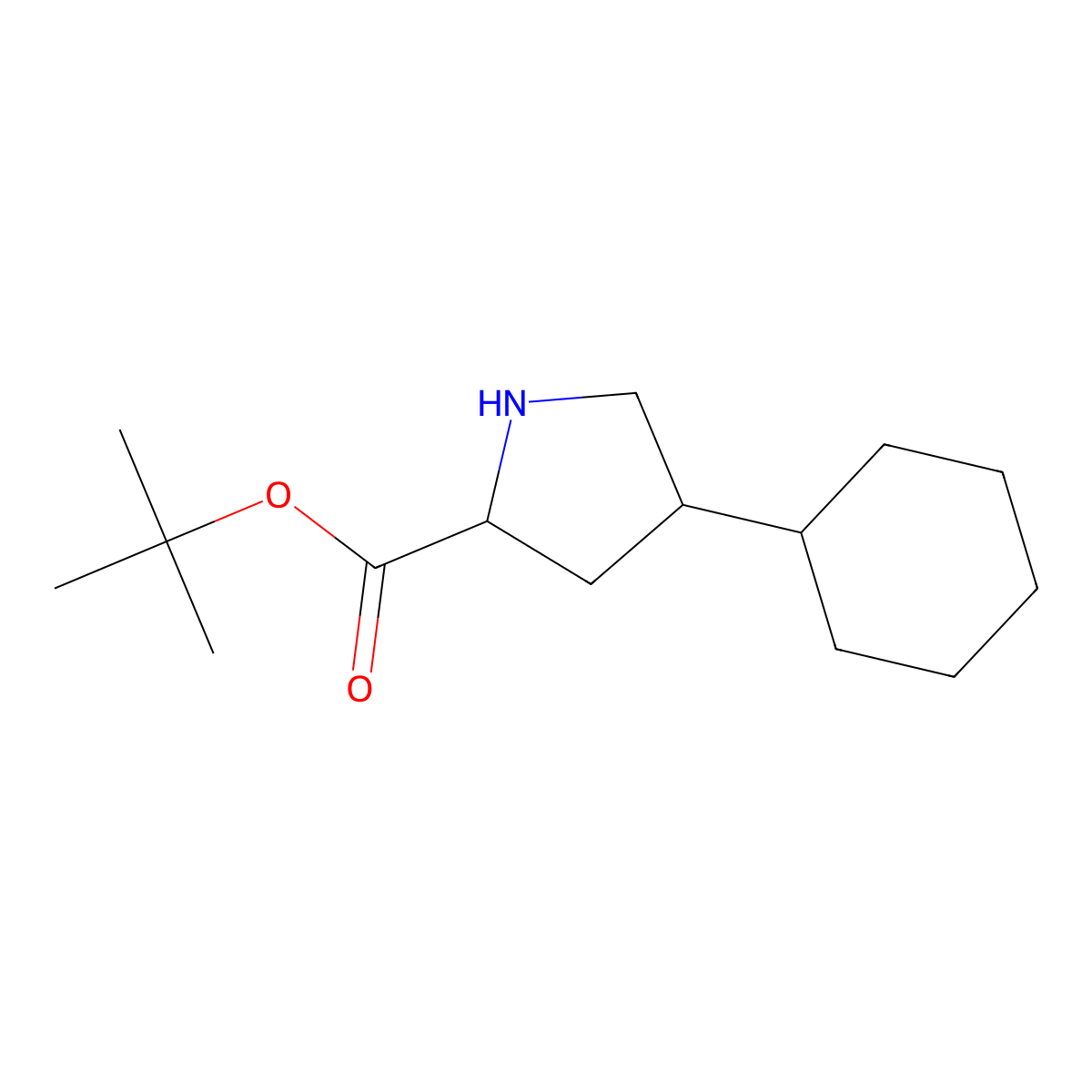 tert-butyl (2S,4S)-4-cyclohexylpyrrolidine-2-carboxylate molecular structure, CAS 1623772-05-3