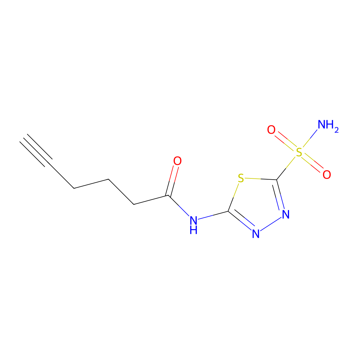N-(5-sulfamoyl-1,3,4-thiadiazol-2-yl)hex-5-ynamide molecular structure, CAS 1623789-42-3