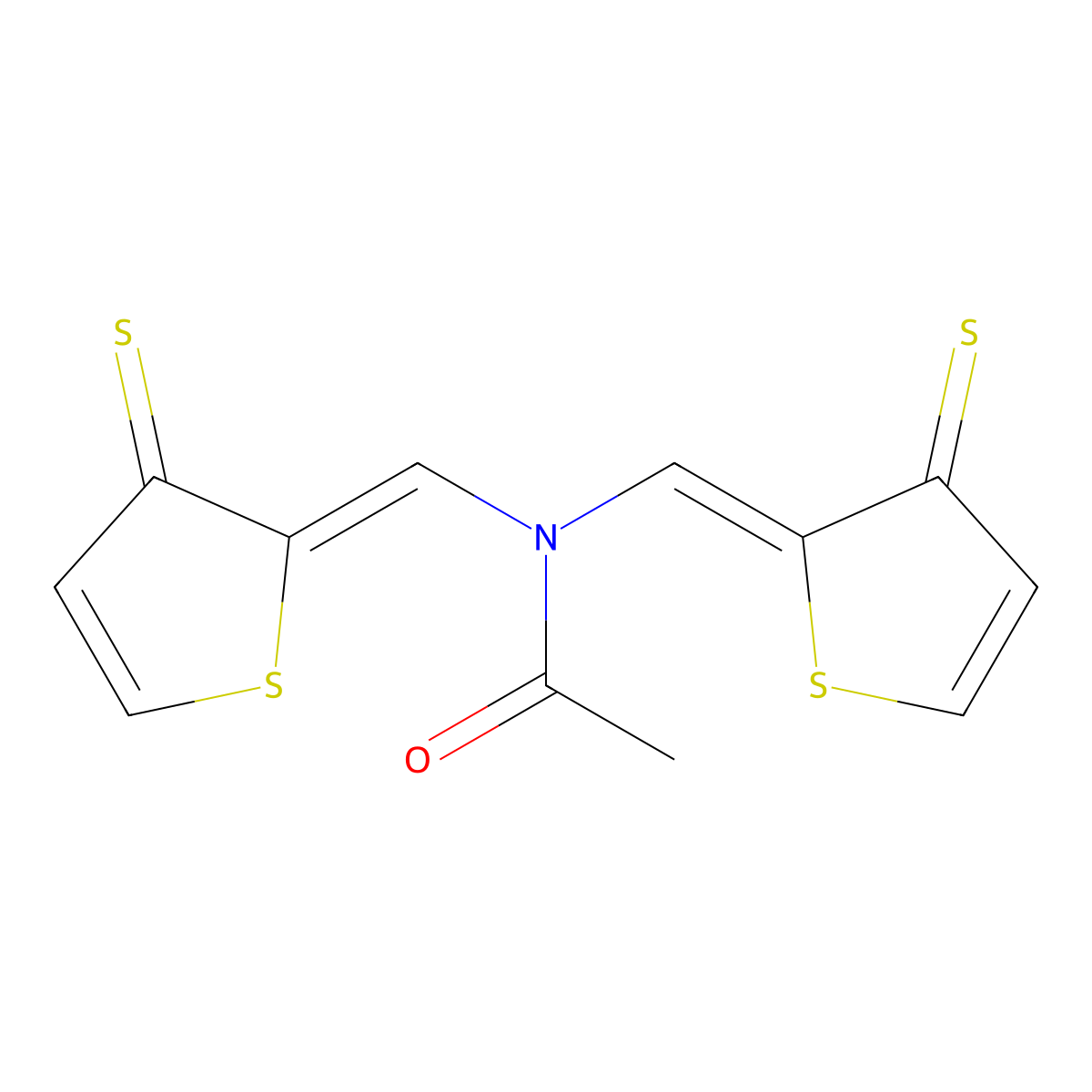 N,N-Bis[(3-thioxo-2(3H)-thienylidene)methyl]acetamide molecular structure, CAS 16238-15-6