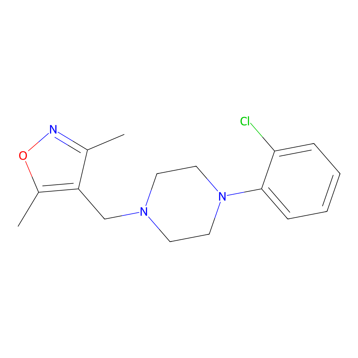 4-[[4-(2-Chlorophenyl)piperazin-1-yl]methyl]-3,5-dimethyl-1,2-oxazole molecular structure, CAS 1623815-42-8