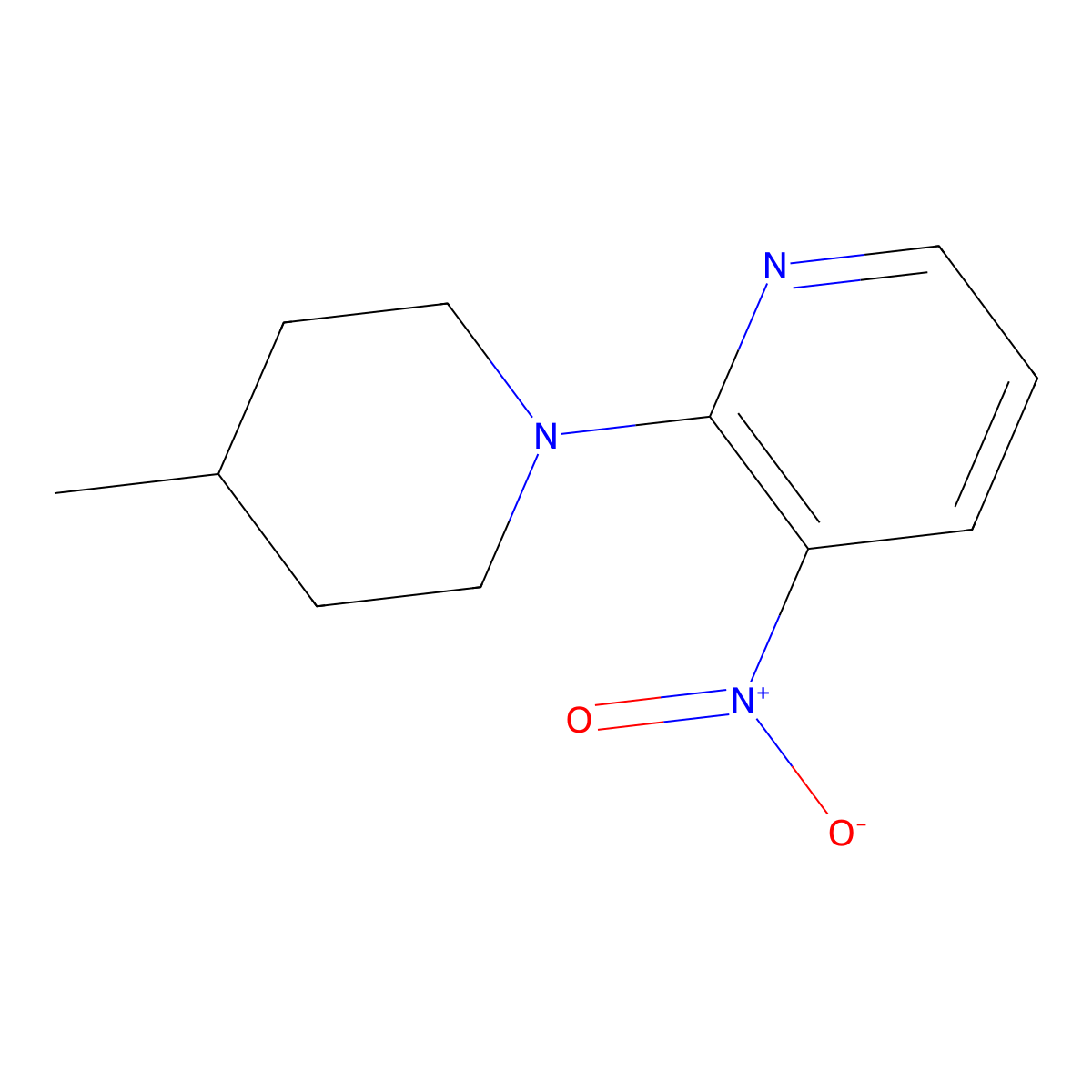 2-(4-Methylpiperidin-1-yl)-3-nitropyridine molecular structure, CAS 1623884-98-9