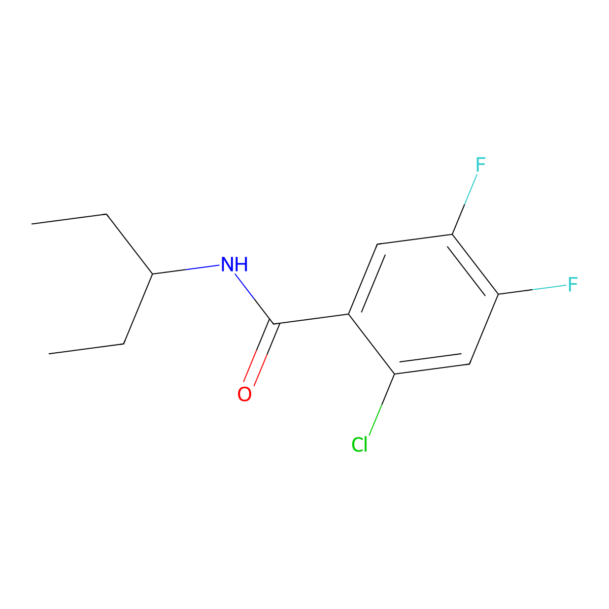 2-Chloro-N-(1-ethylpropyl)-4,5-difluorobenzamide molecular structure, CAS 1623966-58-4
