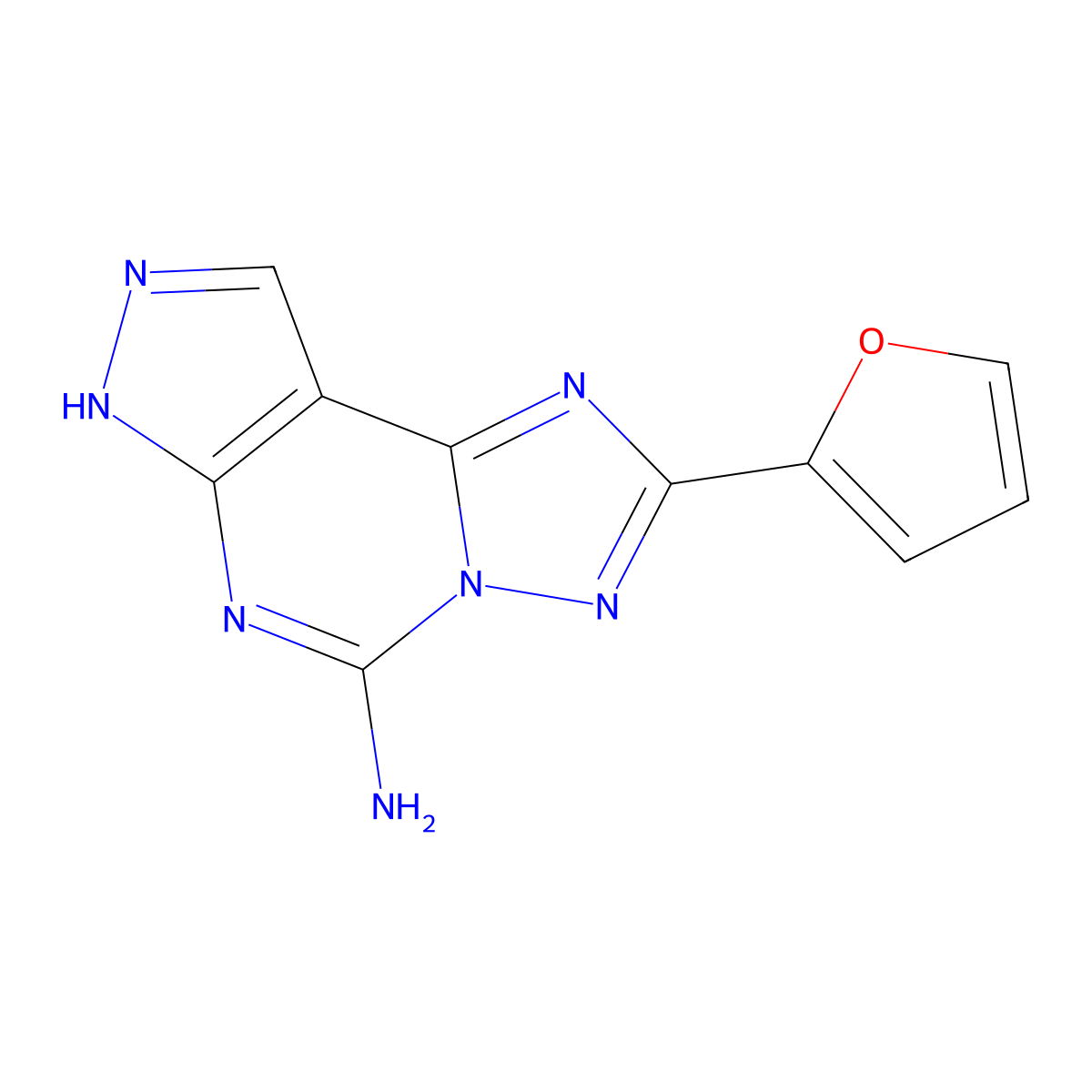 2-Furan-2-yl-7H-pyrazolo[4,3-e][1,2,4]triazolo[1,5-c]pyrimidin-5-ylamine molecular structure, CAS 162401-16-3