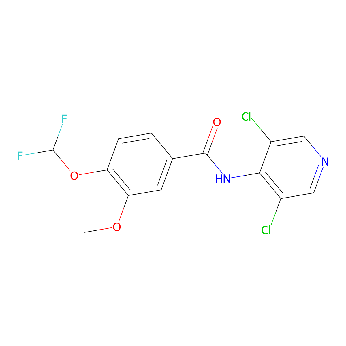N-(3,5-dichloropyridin-4-yl)-4-(difluoromethoxy)-3-methoxybenzamide molecular structure, CAS 162401-29-8