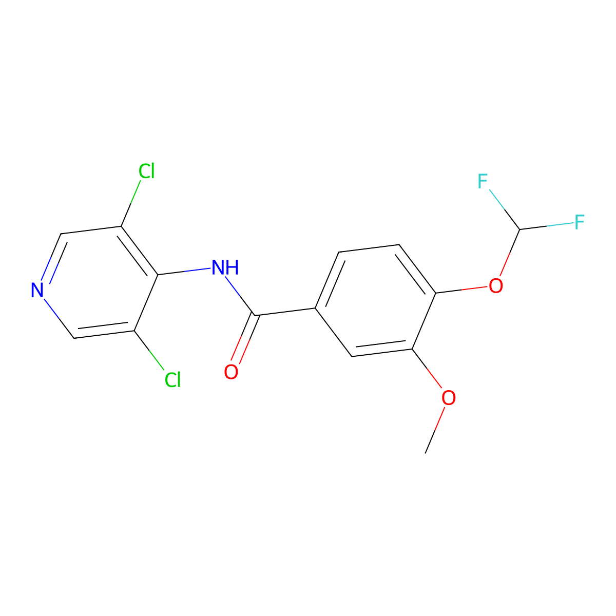 N-(3,5-dichloropyridin-4-yl)-4-(difluoromethoxy)-3-methoxybenzamide molecular structure, CAS 162401-29-8