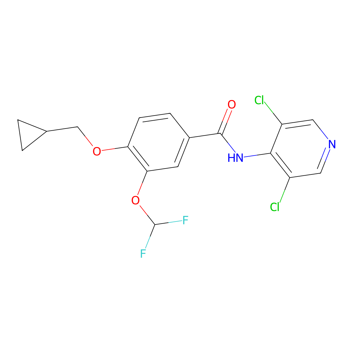 4-(Cyclopropylmethoxy)-3-(difluoromethoxy) Roflumilast molecular structure, CAS 162401-43-6