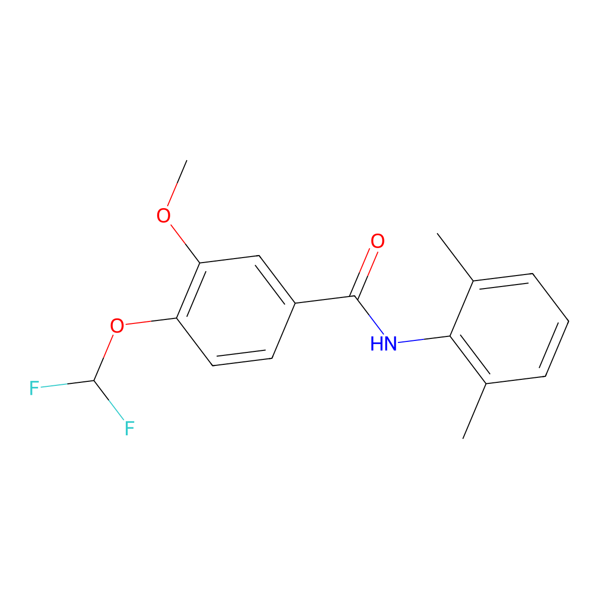 4-(difluoromethoxy)-N-(2,6-dimethylphenyl)-3-methoxybenzamide molecular structure, CAS 162401-50-5