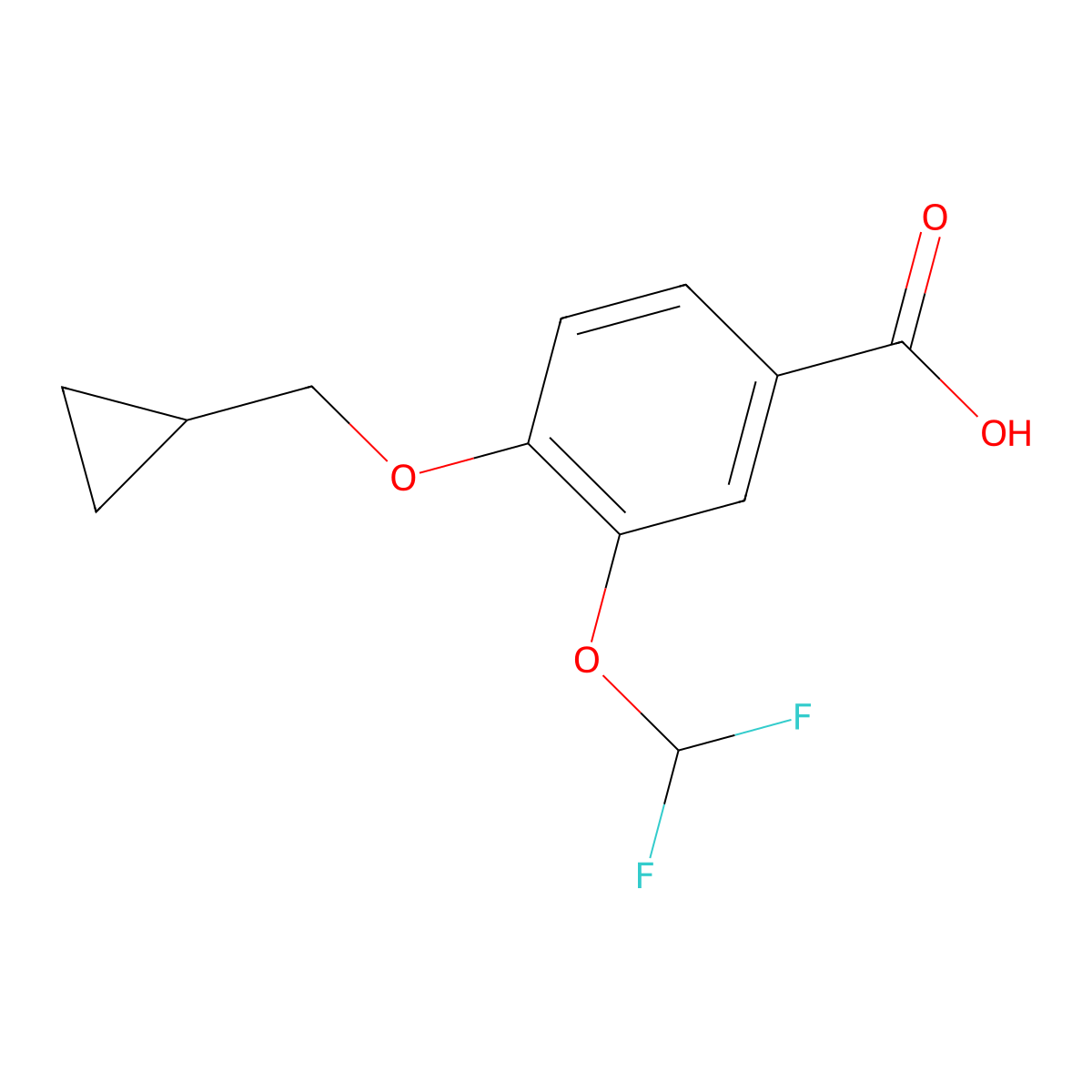 4-(Cyclopropylmethoxy)-3-(difluoromethoxy)benzoic acid molecular structure, CAS 162401-69-6