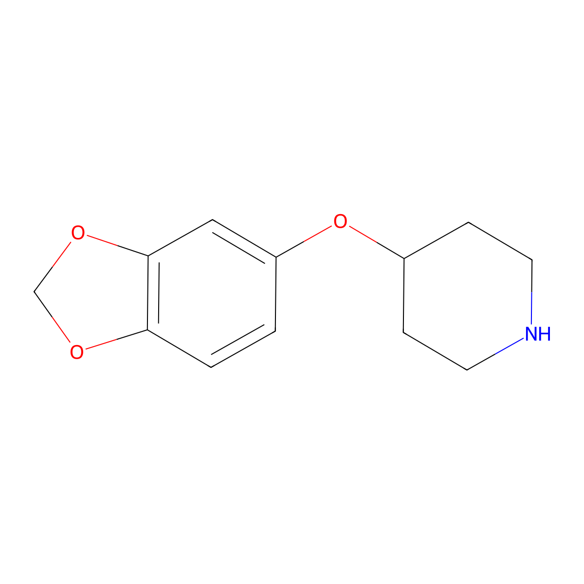4-(1,3-Benzodioxol-5-yloxy)piperidine molecular structure, CAS 162402-36-0