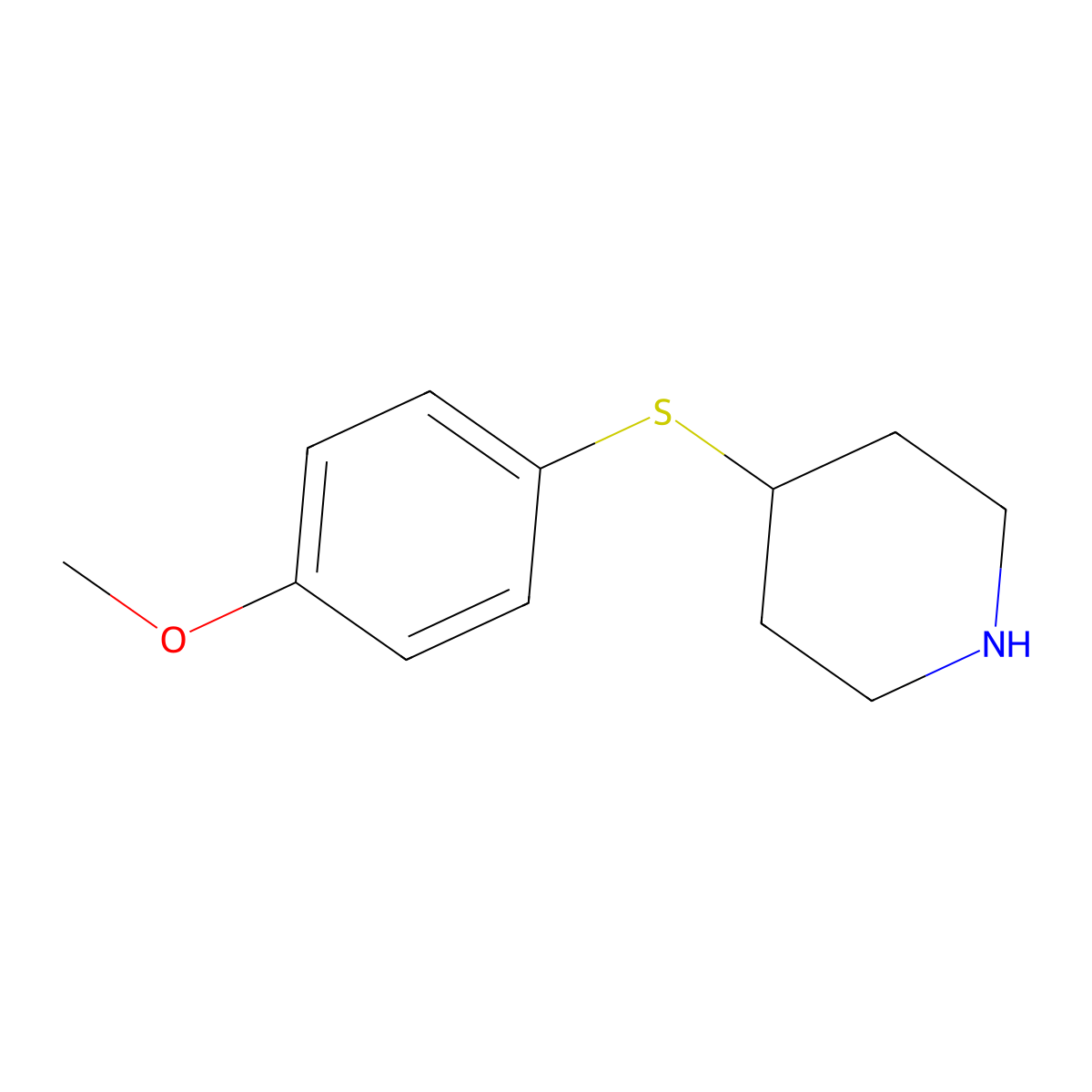 4-[(4-Methoxyphenyl)sulfanyl]piperidine molecular structure, CAS 162402-41-7