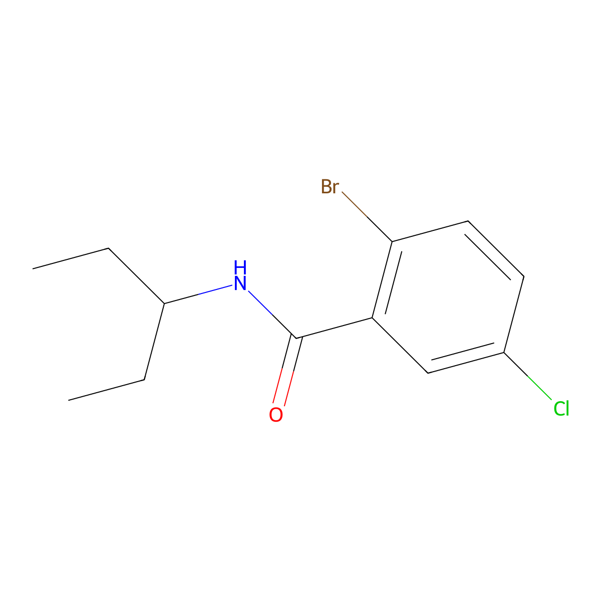 2-Bromo-5-chloro-N-(1-ethylpropyl)benzamide molecular structure, CAS 1624041-88-8