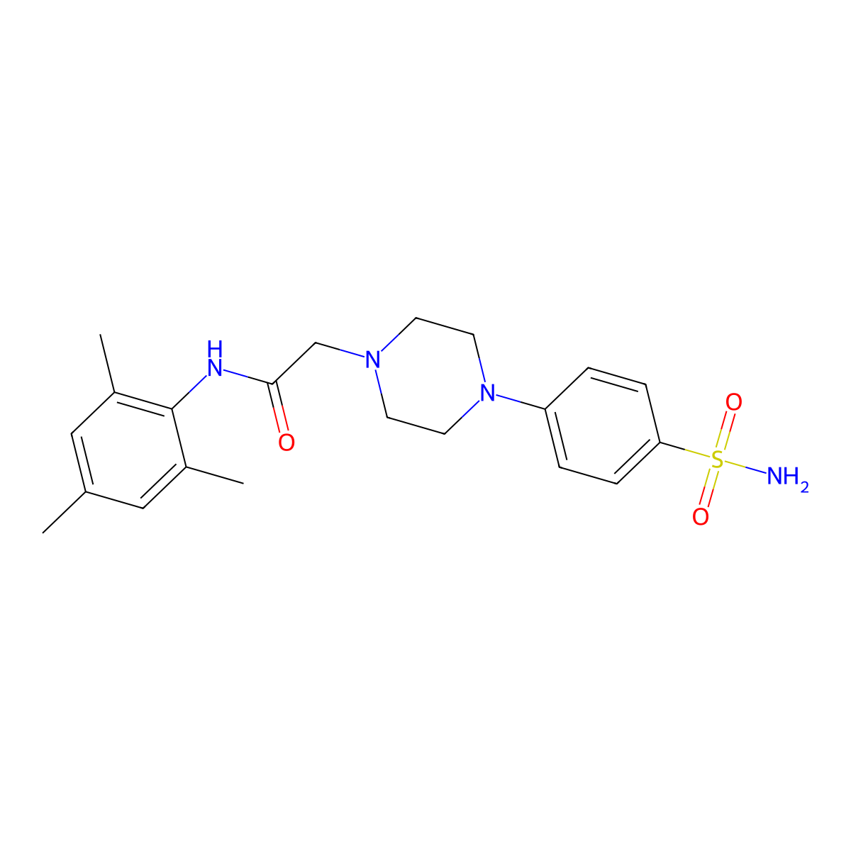 2-[4-(4-sulfamoylphenyl)piperazin-1-yl]-N-(2,4,6-trimethylphenyl)acetamide molecular structure, CAS 1624082-56-9