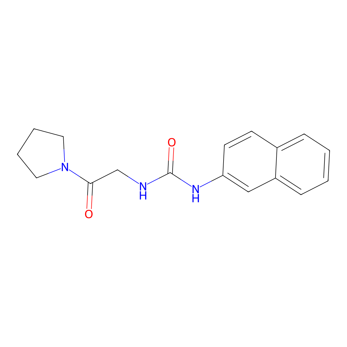 1-(Naphthalen-2-yl)-3-(2-oxo-2-(pyrrolidin-1-yl)ethyl)urea molecular structure, CAS 1624117-53-8