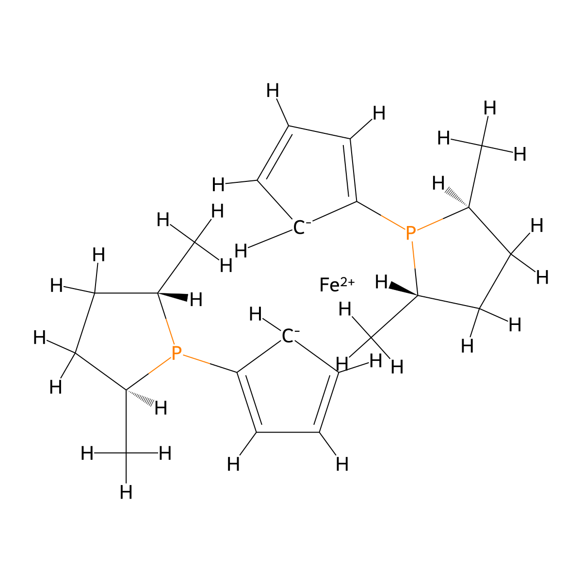 1,1-Bis((2S,5S)-2,5-dimethylphospholano)ferrocene , (S,S)-Me-Ferrocelane molecular structure, CAS 162412-87-5