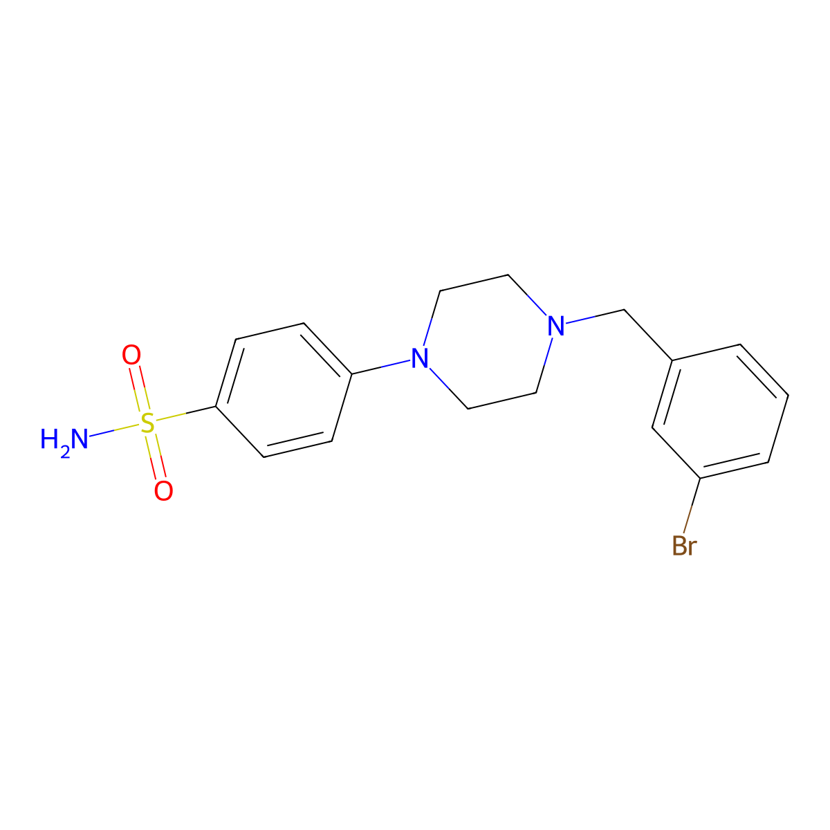 4-{4-[(3-Bromophenyl)methyl]piperazin-1-yl}benzene-1-sulfonamide molecular structure, CAS 1624241-18-4