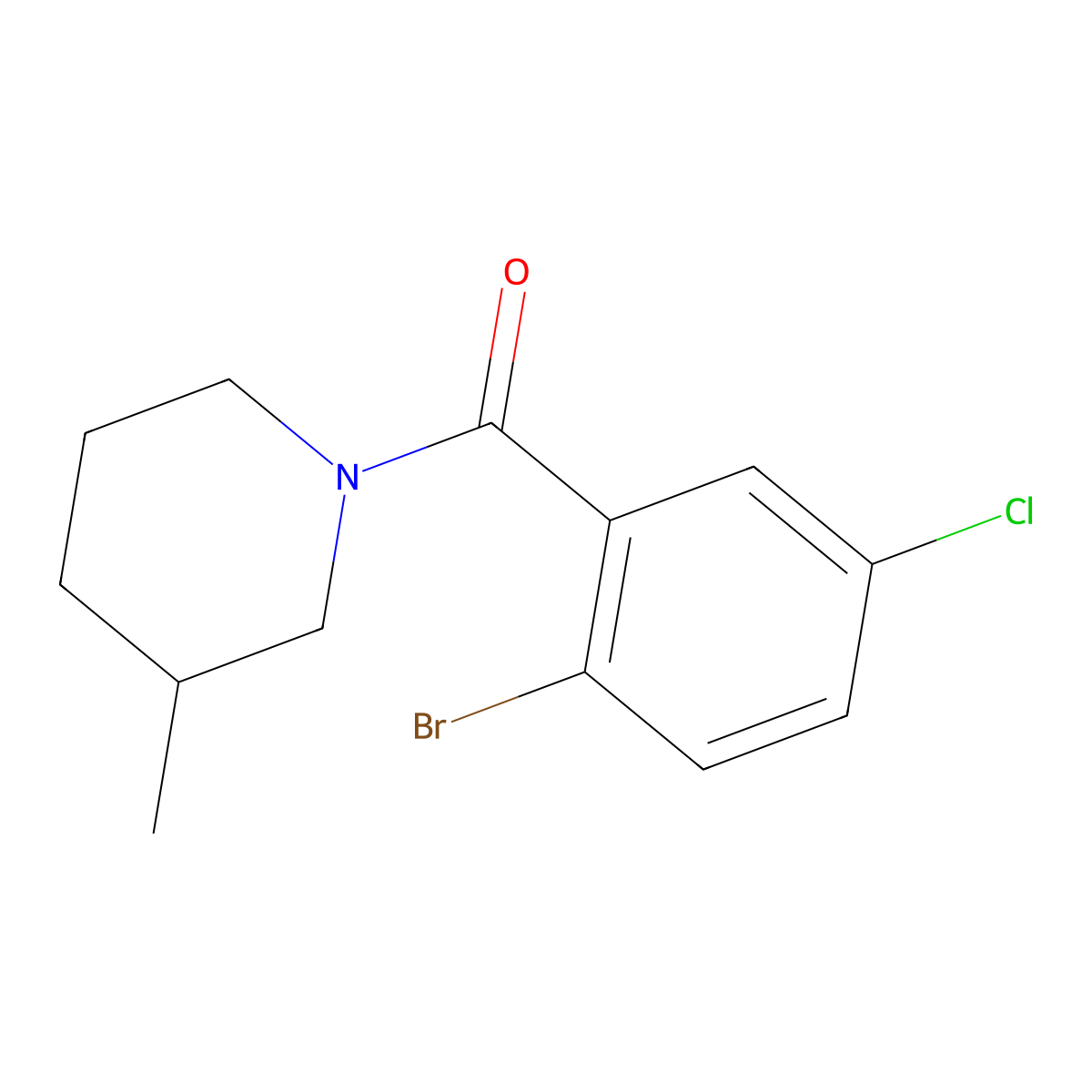 (2-Bromo-5-chlorophenyl)(3-methyl-1-piperidinyl)methanone molecular structure, CAS 1624245-66-4