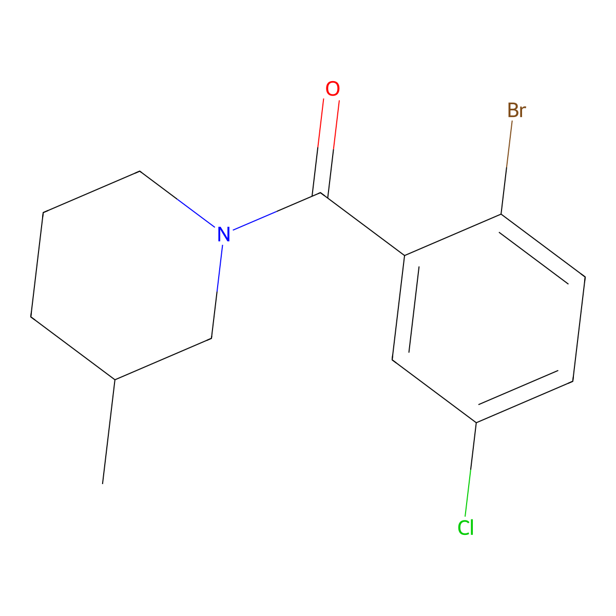 (2-Bromo-5-chlorophenyl)(3-methyl-1-piperidinyl)methanone molecular structure, CAS 1624245-66-4