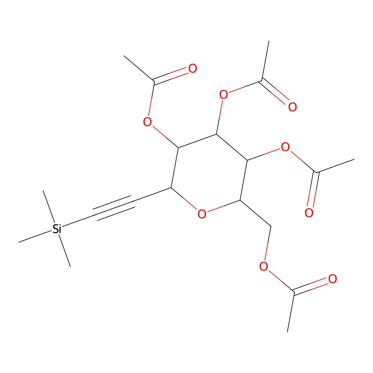 2-(Acetoxymethyl)-6-((trimethylsilyl)ethynyl)tetrahydro-2H-pyran-3,4,5-triyl triacetate molecular structure, CAS 1624260-14-5