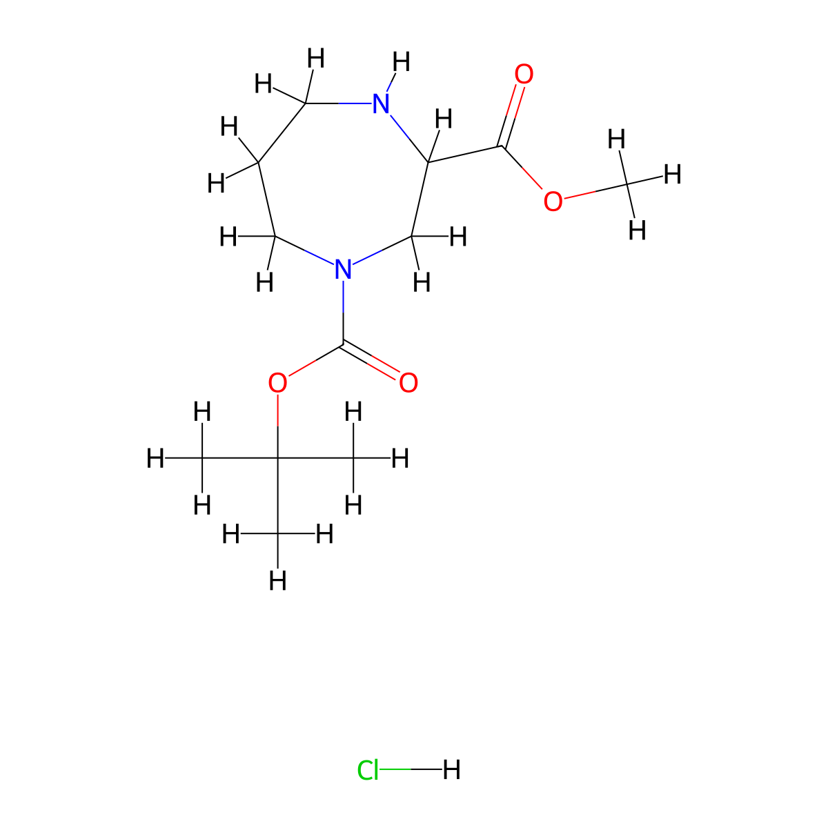 1-tert-Butyl 3-methyl 1,4-diazepane-1,3-dicarboxylate hydrochloride molecular structure, CAS 1624260-18-9
