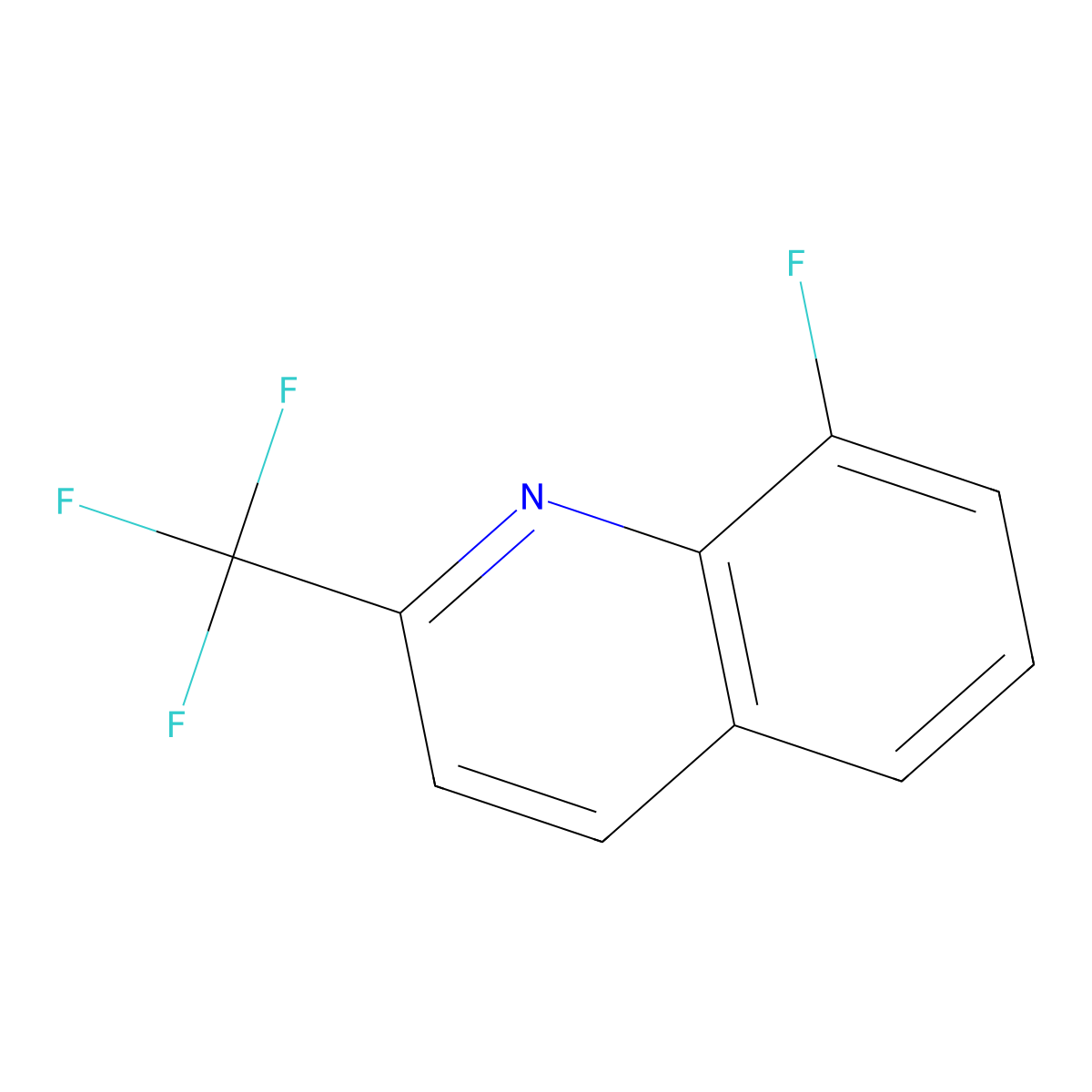8-Fluoro-2-(trifluoromethyl)quinoline molecular structure, CAS 1624260-30-5
