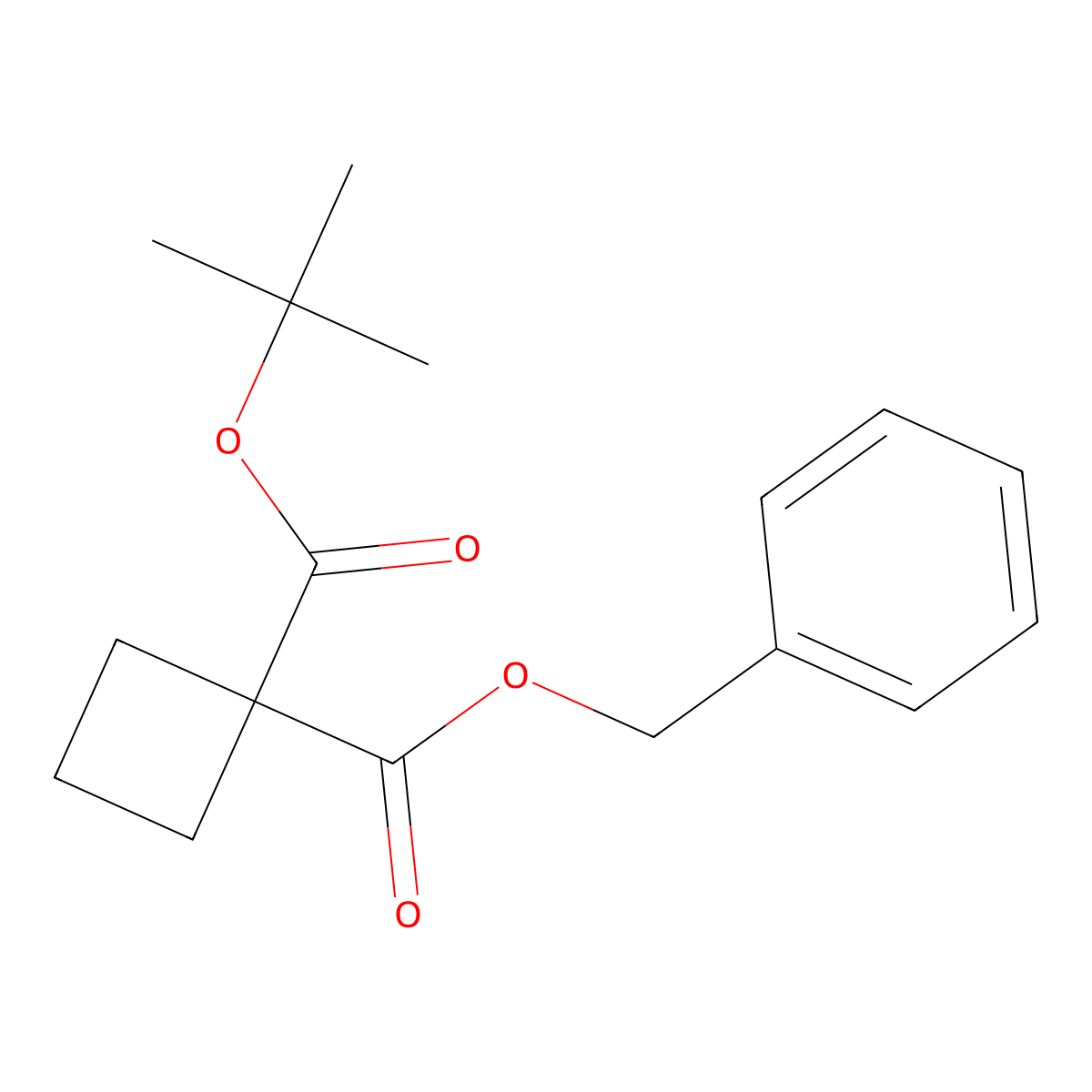 1-Benzyl 1-tert-butyl cyclobutane-1,1-dicarboxylate molecular structure, CAS 1624260-33-8