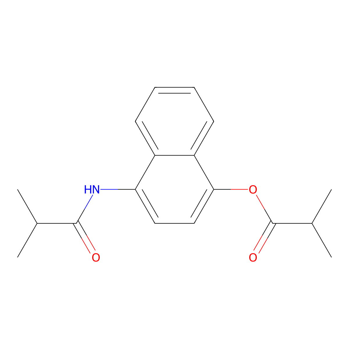 4-Isobutyramidonaphthalen-1-yl isobutyrate molecular structure, CAS 1624260-34-9