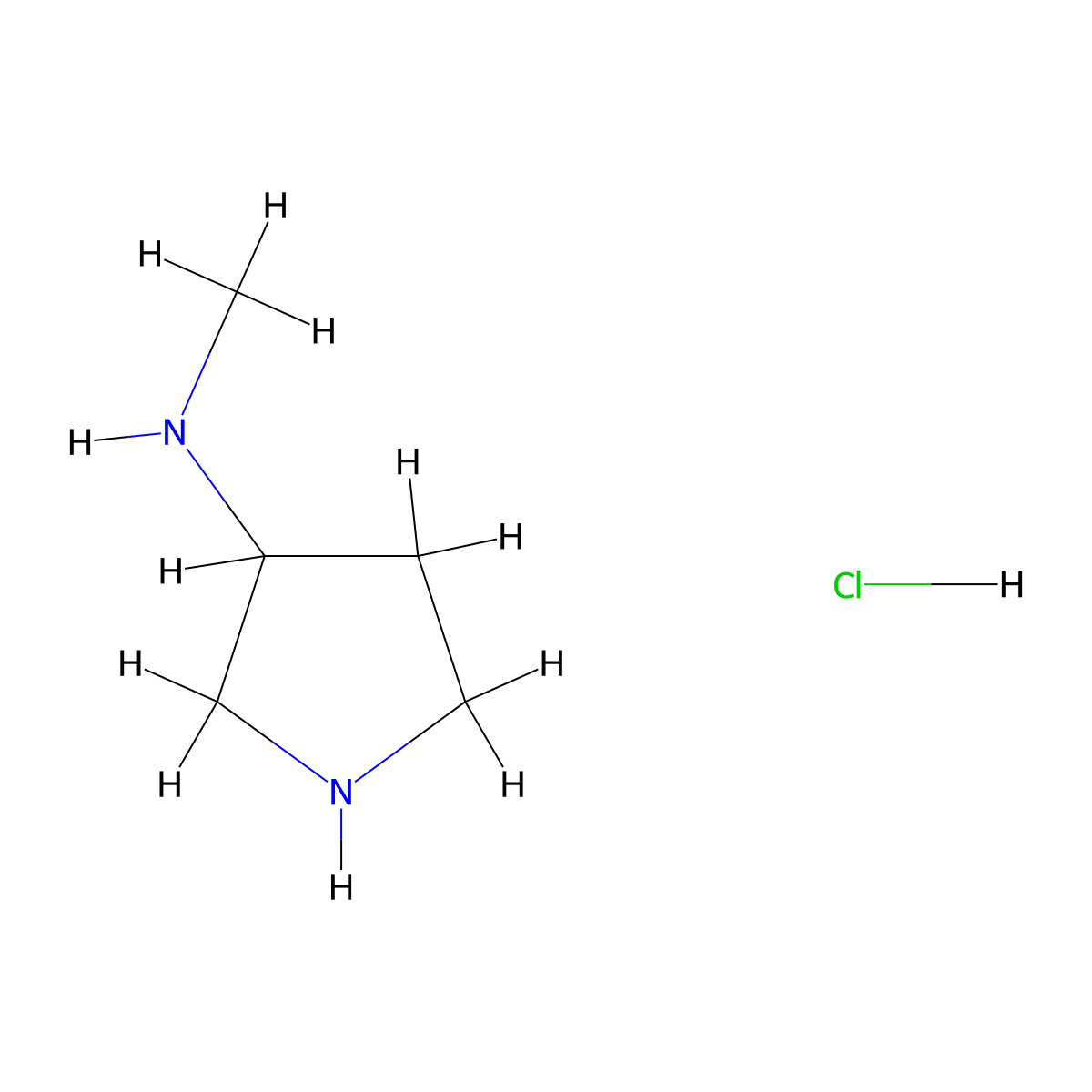 N-Methylpyrrolidin-3-amine hydrochloride molecular structure, CAS 1624260-40-7