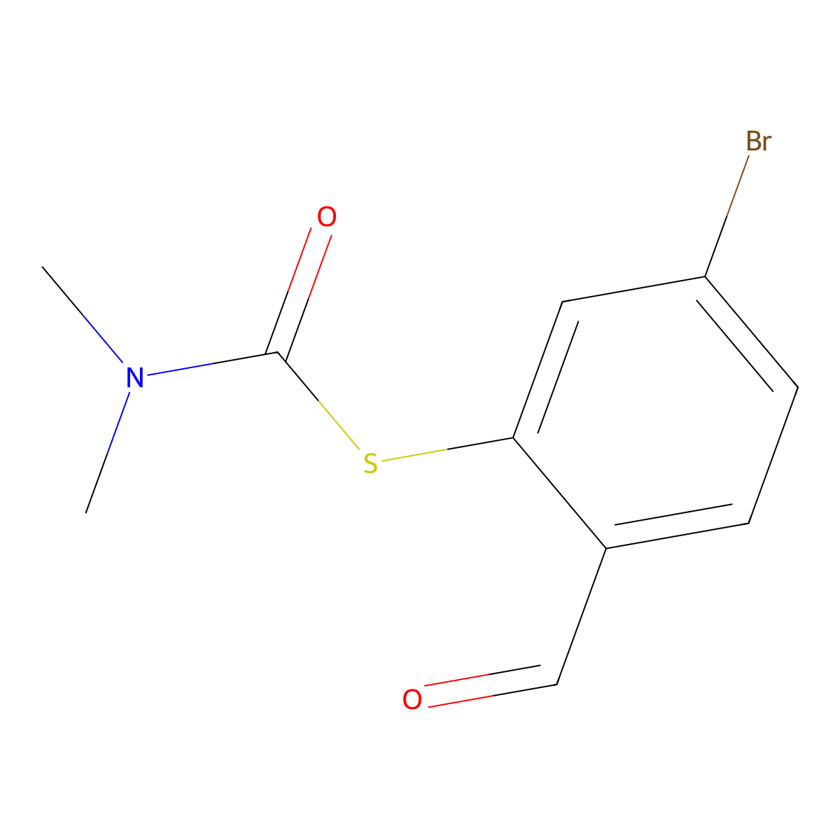 S-(5-Bromo-2-formylphenyl) dimethylcarbamothioate molecular structure, CAS 1624260-49-6