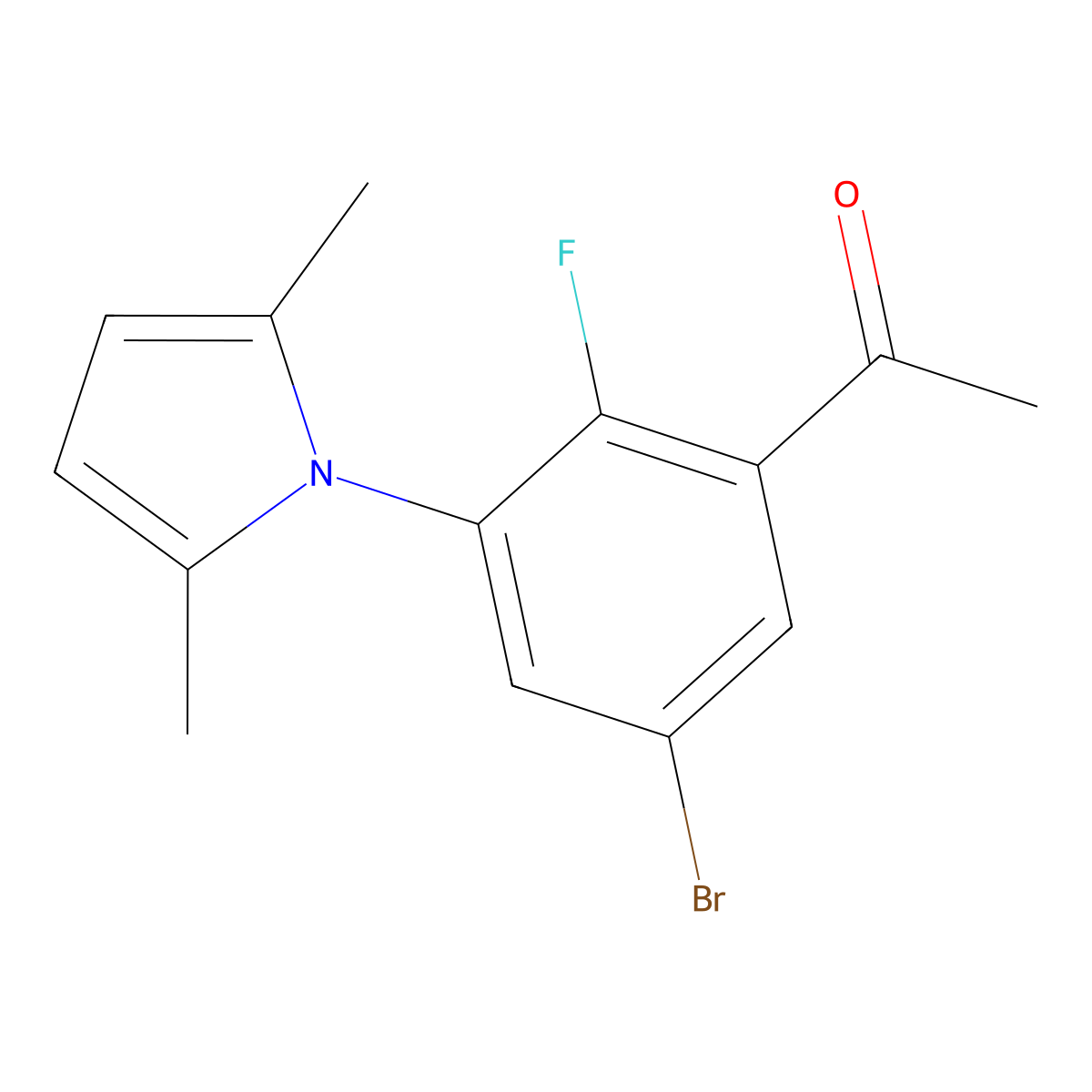 1-(5-Bromo-3-(2,5-dimethyl-1H-pyrrol-1-yl)-2-fluorophenyl)ethanone molecular structure, CAS 1624260-58-7