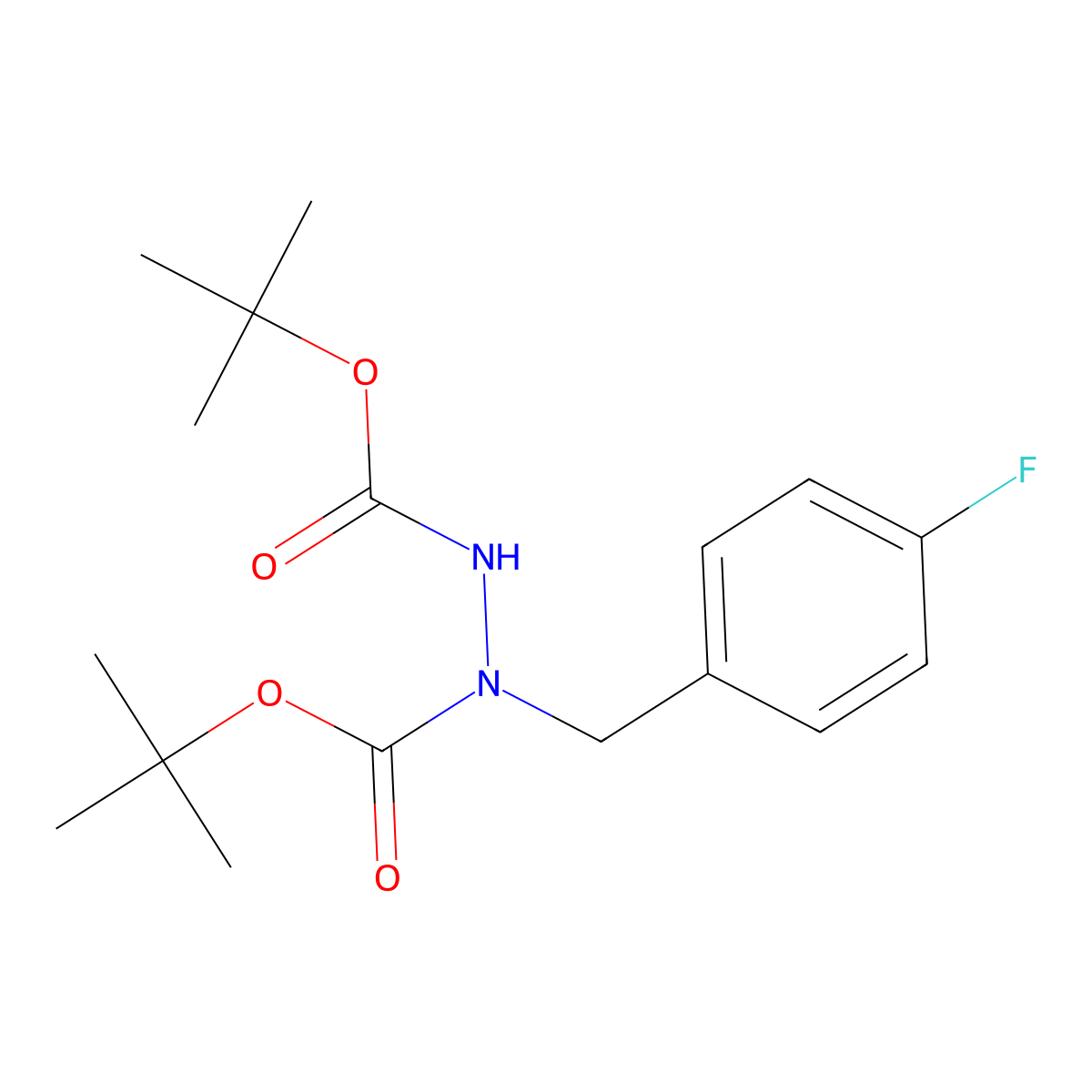 Di-tert-butyl 1-(4-fluorobenzyl)hydrazine-1,2-dicarboxylate molecular structure, CAS 1624260-81-6
