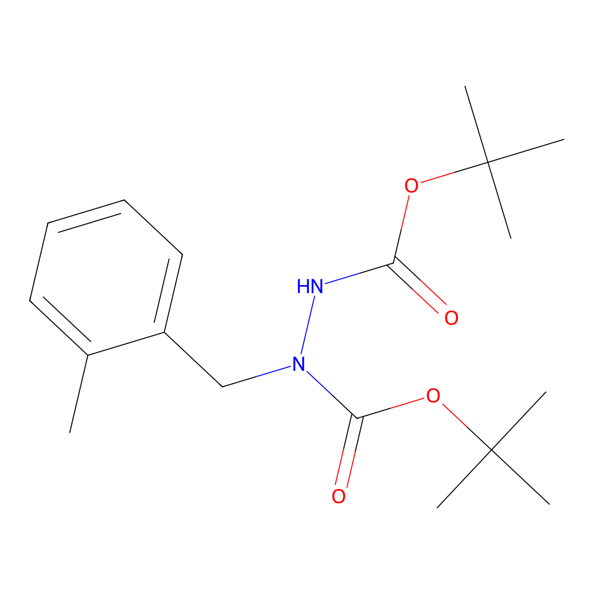 Di-tert-butyl 1-(2-methylbenzyl)hydrazine-1,2-dicarboxylate molecular structure, CAS 1624260-83-8